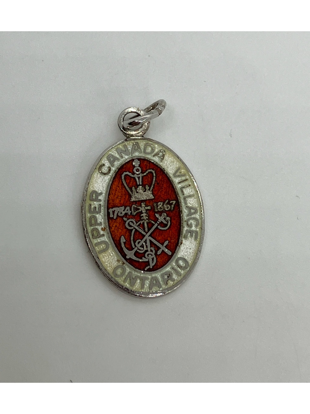 Vtg BMCo Sterling Upper Canada Village Ontario Enamel Souvenir Charm